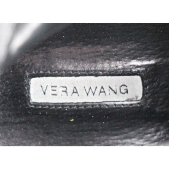 Vera Wang BLACK GENUINE LEATHER TALL MID HEEL RIDING BOOTS MOTO SHOES SIZE 8M - Picture 11 of 11